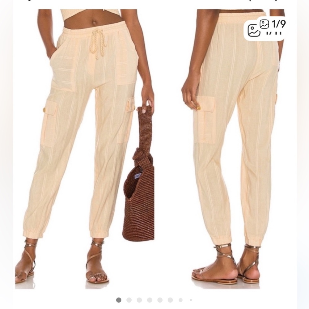 L*Space Light Yellow Weekender Joggers Linen Blend Medium Lightweight NWT